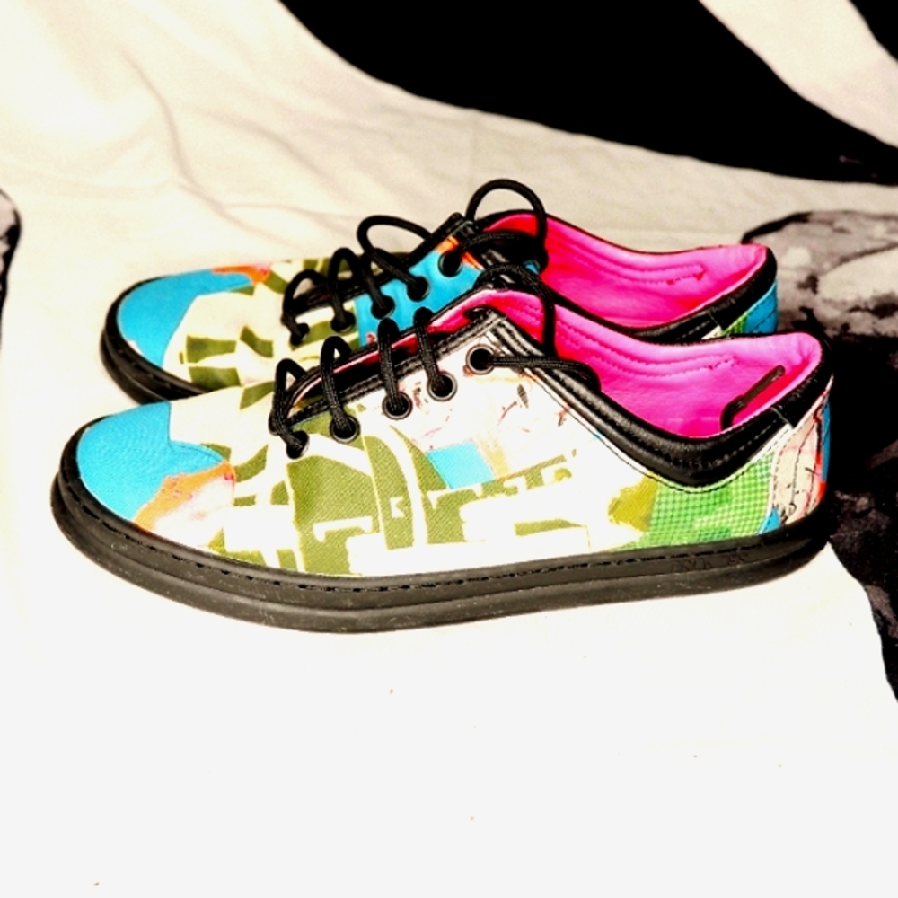 8) Camper by Gordillo Multi Color Graffic Print Causal Canvas Shoes